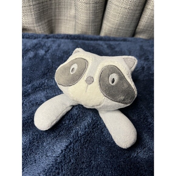 Chick Pea Raccoon Blue Gray Plush Sherpa Fleece Lovey Security Blanket Baby Toy - Picture 2 of 8